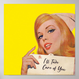 Affiche Infirmière Vintage Comic Ill prendre soin de vous