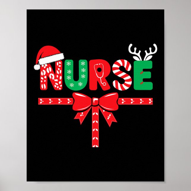 Affiche Infirmière Xmas Rn Lpn Cna Femmes Noël  (Devant)
