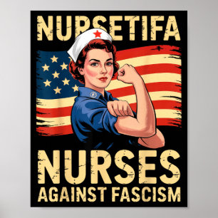 Affiche Infirmières contre le fascisme, soutien fort des i