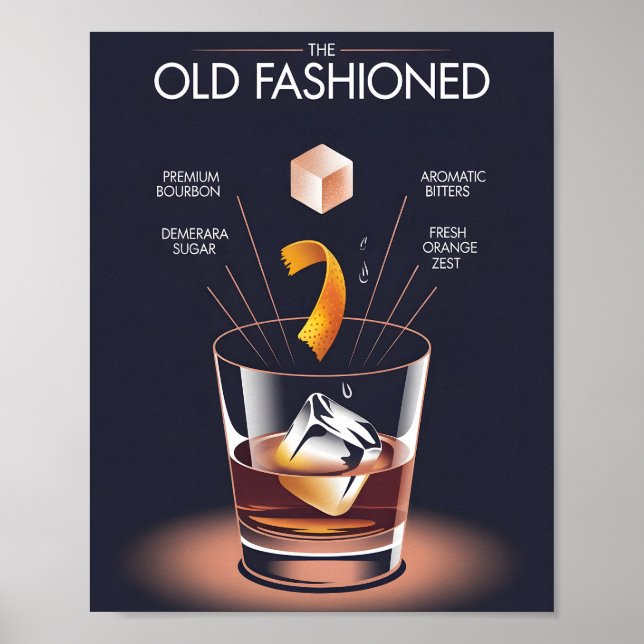 Affiche infographique de recette de cocktail Old F (Devant)