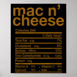 Affiche Informations nutritionnelles drôles de Mac And Che