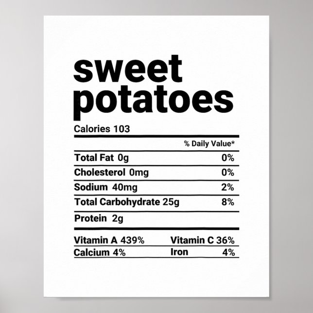 Affiche Informations nutritionnelles sur les patates douce (Devant)