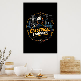 Affiche Ingénieur électricien alimentant un avenir meilleu