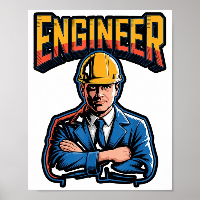 Affiche Ingénieur en lettres grecques Humour nerd STEM  (Devant)