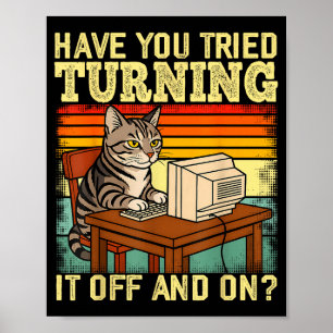 Affiche Ingénieur en technologie féline soutien humour tec