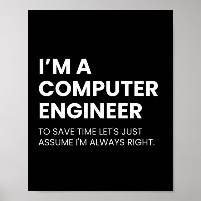 Affiche Ingénieur informaticien Citation drôle de nerd (Devant)