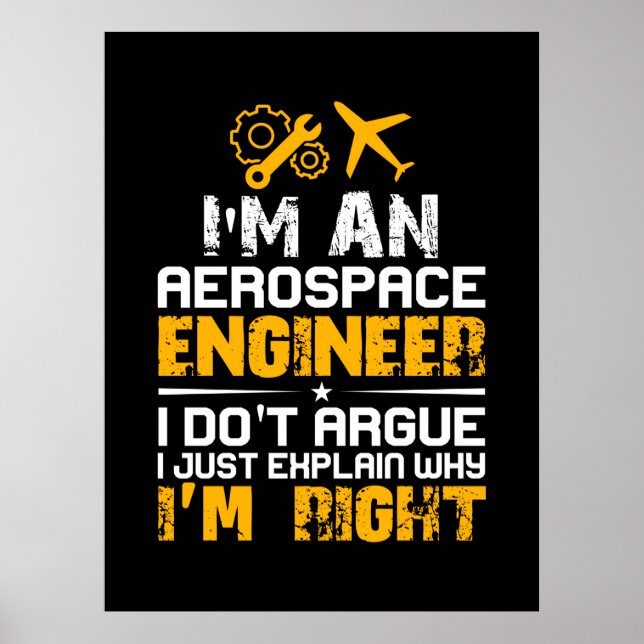 Affiche Ingénieur Je Suis Ingénieur Aérospatial (Devant)