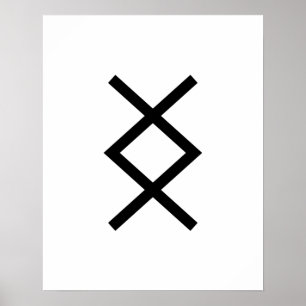 Affiche Inguz géométrique noir (Le Dieu Ing) Rune viking