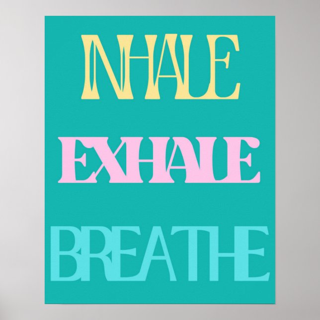 Affiche Inhale, Exhale, Breathe Retro Typographie (Devant)