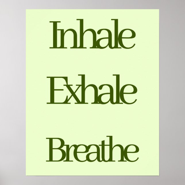 Affiche Inhale, Exhale, Breathe Retro Typographie verte (Devant)