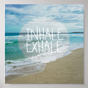 Affiche inhale exhale citation plage océan photo