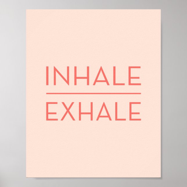 Affiche Inhale Exhale Coral Rose Motivational Yoga Citatio (Devant)