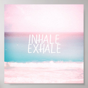 Affiche inhale exhale pastel ocean beach photo art