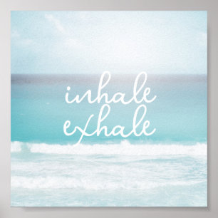 Affiche inhale exhale quote pastel ocean beach art texte