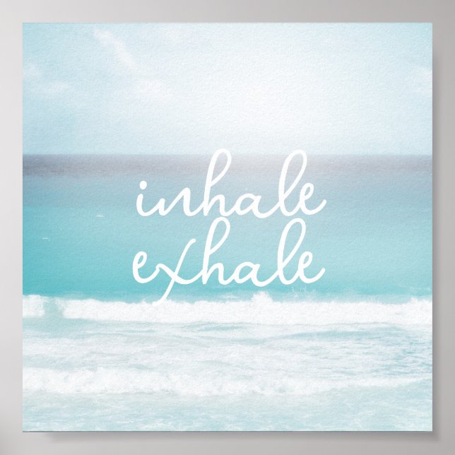 Affiche inhale exhale quote pastel ocean beach art texte (Devant)