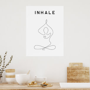 Affiche Inhale Exhale Respiration Yoga pose studio moderne