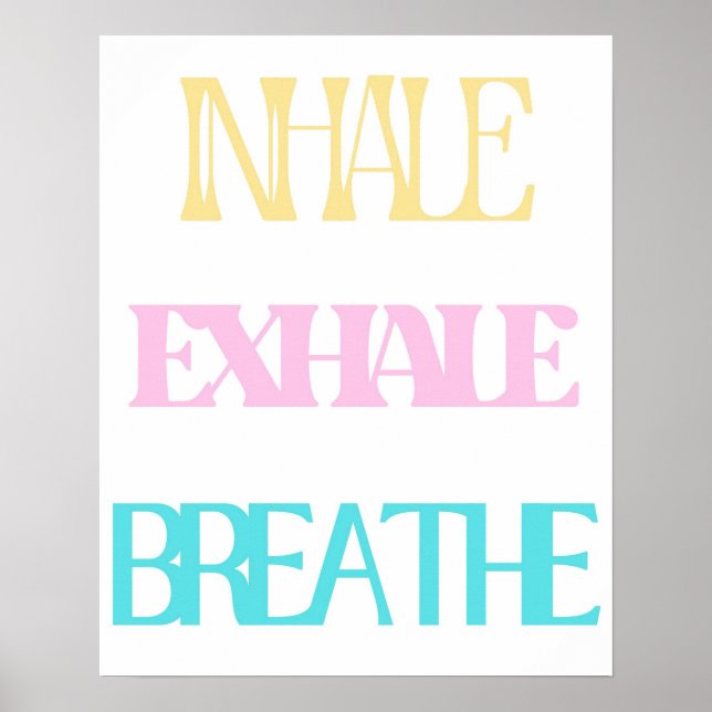 Affiche Inhale Exhale Respire la typographie | Relaxant (Devant)