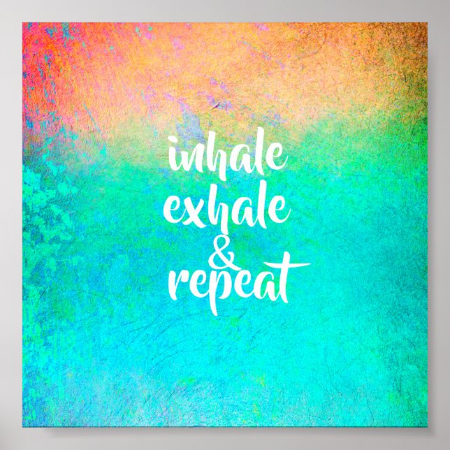 Affiche inhale exhale turquoise design spa (Devant)
