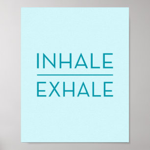 Affiche Inhale Exhale Turquoise Motivational Yoga Citation
