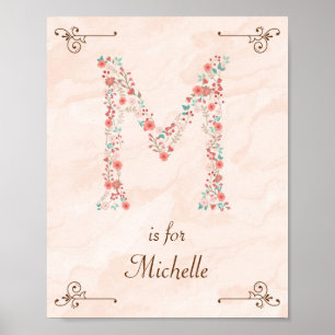 Affiche Initial M Baby Name Monogram Art Print