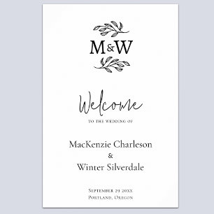 Affiche Initiales de monogramme de couple de mariage botan