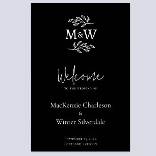 Affiche Initiales de monogramme de couple de mariage botan