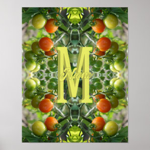 Affiche Initiales de monogramme personnalisé Tomates Ceris