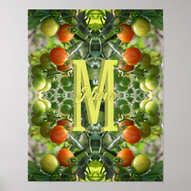 Affiche Initiales de monogramme personnalisé Tomates Ceris (Devant)