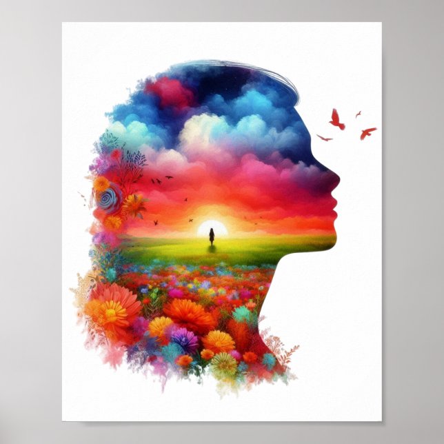 Affiche Inner Peace: Vibrant Sunset & Wildflower Mindscape (Devant)