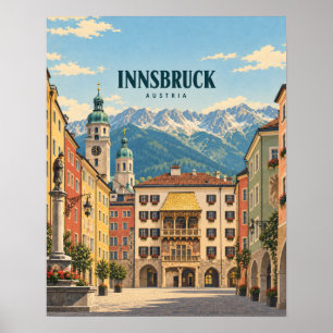 Affiche Innsbruck Autriche Art de Voyage Vintage