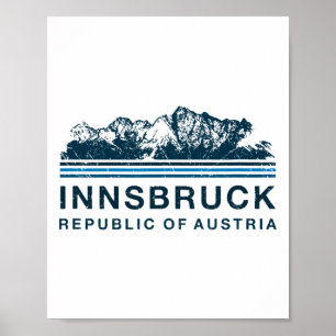 Affiche Innsbruck Autriche Montagnes Autrichien Ski Vintag