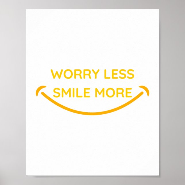 Affiche Inquiète moins, sourire plus design de texte jaune (Devant)
