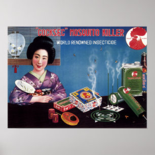Affiche INSECT RECELLENT Kimono femme Japon publicité