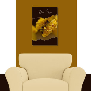 Affiche Insecte Abeille inspirée par la nature Jaune et No