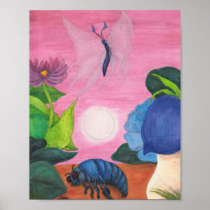 Affiche Insecter Papillon Transformation Peinture
