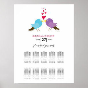 Affiche Inséparables & Coeurs Mariage Carte de siège