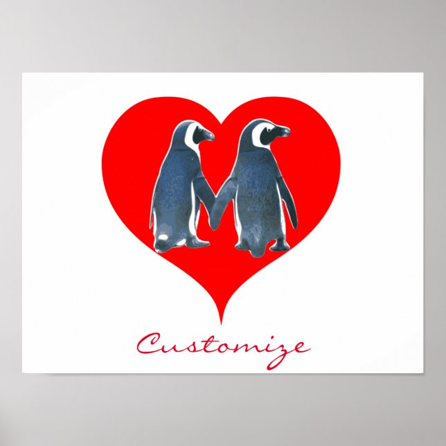 Affiche Inséparables Penguin Couple Red Heart Thunder_Cove (Devant)