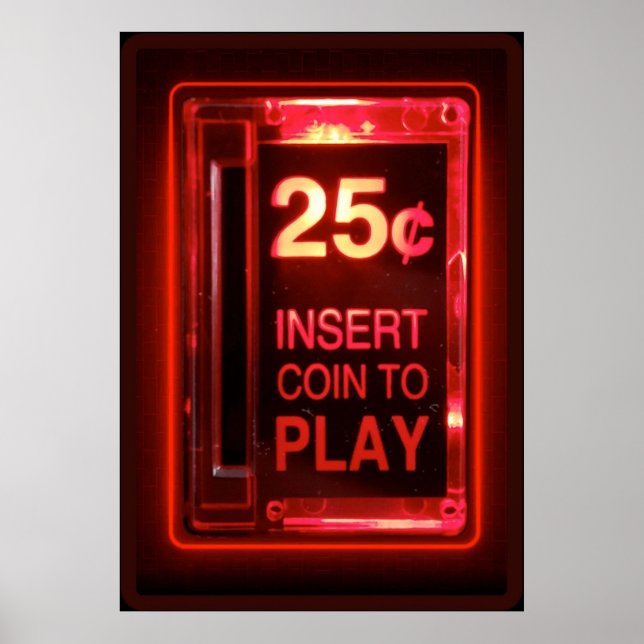 Affiche Insérer une arcade rétro pièce (Devant)