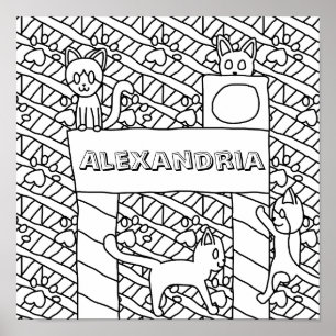 Affiche Insérer votre nom Page Coloriage de chat