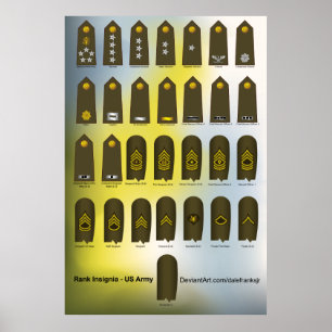 Affiche Insigne de grade militaire uniforme de l'armée amé