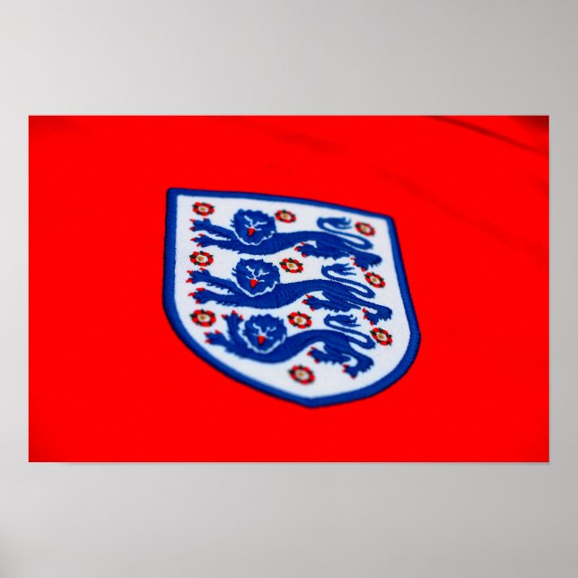 Affiche Insigne de maillot aux trois lions d'Angleterre (Devant)