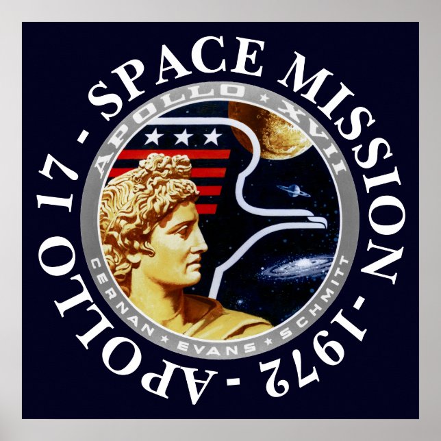 Affiche Insigne de mission spatiale Apollo 17 1972 (Devant)