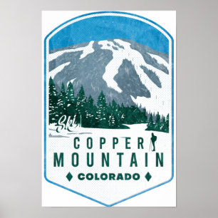 Affiche Insigne de ski du Colorado de la montagne de cuivr