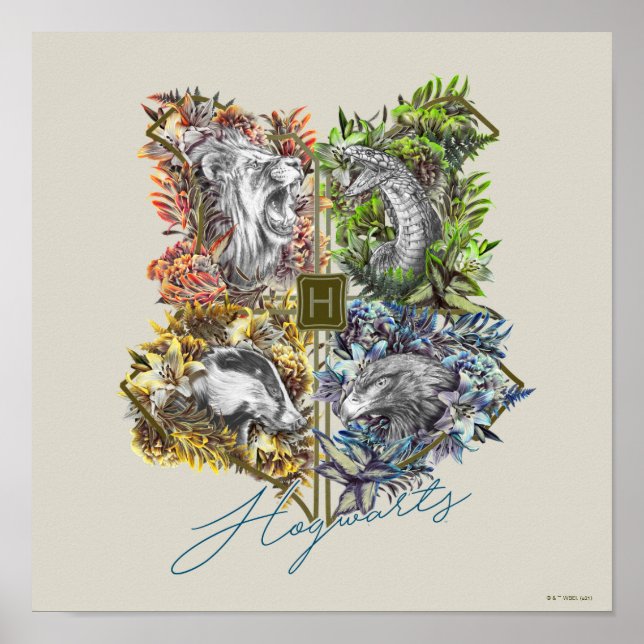 Affiche Insigne floral HOGWARTS™ (Devant)