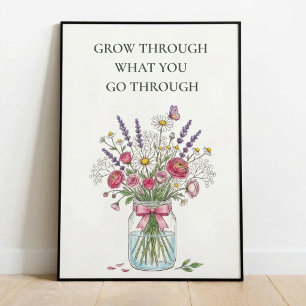 Affiche inspirante de pot Mason avec fleurs sauvag