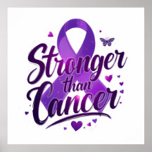 Affiche Inspirante Plus Fort que le Cancer – Viole