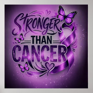 Affiche Inspirante Plus Fort que le Cancer – Viole