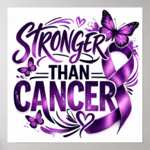 Affiche Inspirante Plus Fort que le Cancer – Viole