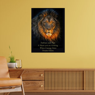 Affiche Inspiration Motivation Embrassez votre peur Lion