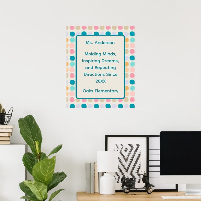Affiche Inspiration pour l'enseignant Pastel Dots (Bureau à domicile)